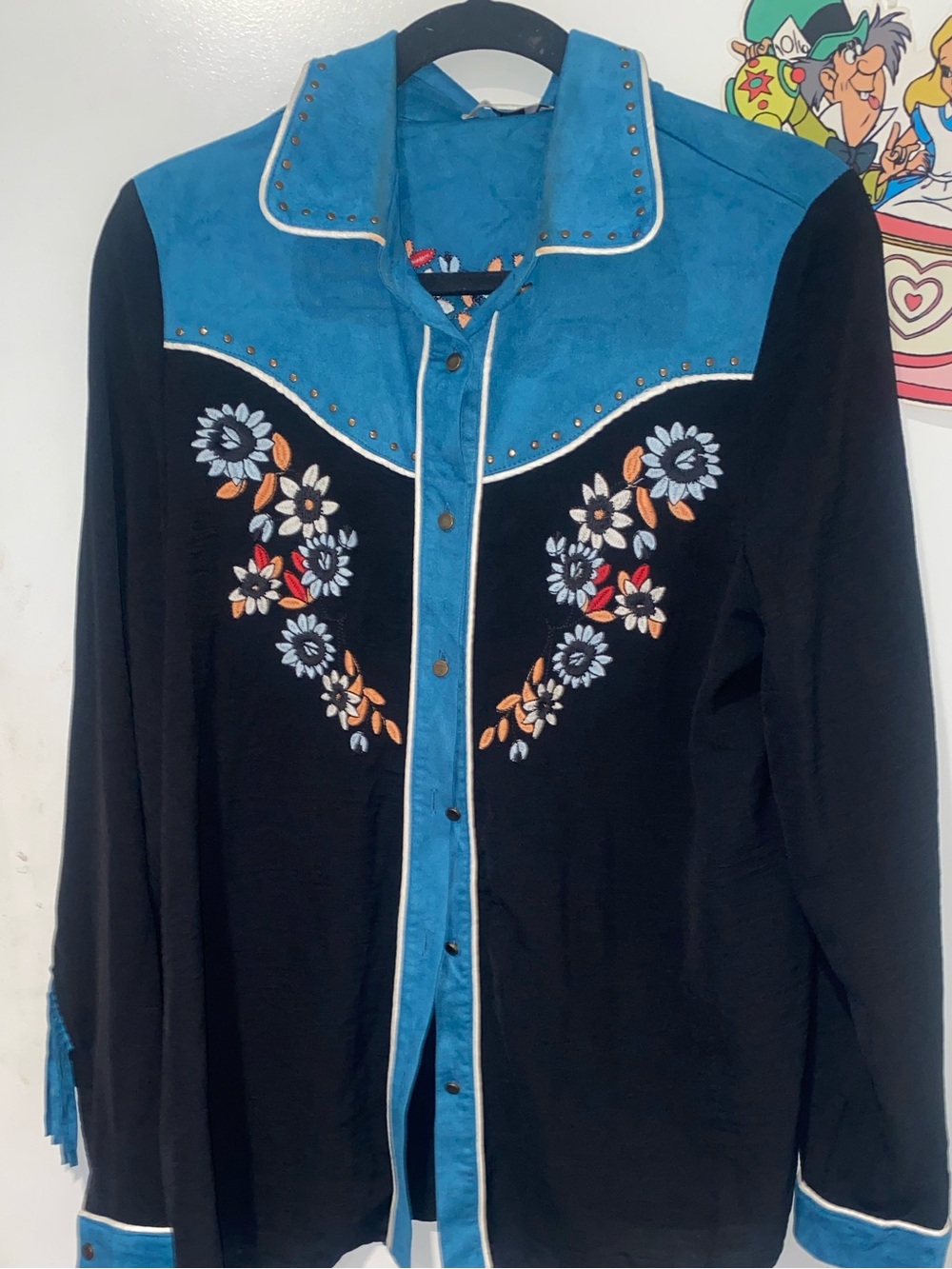 Vintage John Moon Texas Western Embroidered Fringe Shirt Jacket Size L